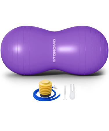 STOROMO Peanut Ball,Peanut Exercise Ball,Yoga Ball,Pregnancy Ball,Peanut Stability Ball,for Kids Therapy,Labor Birthing,Core Strength Training(Include Pump) 23x12 inch (60x30cm) Purple