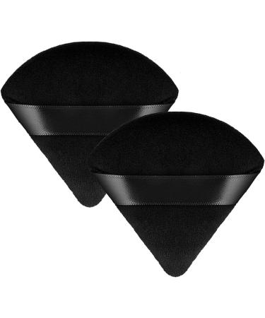 2Pcs Black Molain Triangle Makeup Puff Set - Soft Reusable Cosmetic Sponges for Loose Powder Foundation - Ideal for Eyes, Corners, Wet & Dry Makeup - Buy Online on GoSupps.com