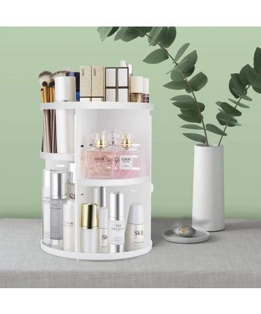 Seinlife 360 Rotating Makeup Organizer - Adjustable Spinning Holder for Countertop and Vanity - Foldable Cosmetic Storage Display Box - Large Capacity Shelf in White - Buy Online on GoSupps.com