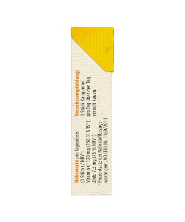 Birch Gold Kau-Vitamin C & Zinc - Plastic-Free Vegan Dental Chewing Gum | Sugar-Free Natural Cauch (Chicle) | 12 Pieces - Eco-Friendly Orange Lemon Flavor - Buy Online on GoSupps.com