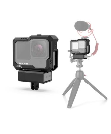 SmallRig Hero11 Cage / HERO10 Black Cage / HERO9 Cage for GoPro with 2 Cold Shoe Mounts for Mic and Led Video Light for GoPro Hero 11/10 / 9 Black 3083B