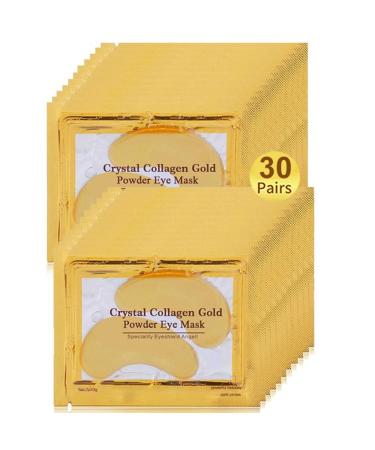 Under Eye Patches  30 Pairs Gold Eye Mask  Eye Gel Pads With Collagen Treatment for Reducing Dark Circles  Lighten Wrinkles Anti-Aging Moisturizing  Fine Lines Eye Bags Puffiness for Women Men