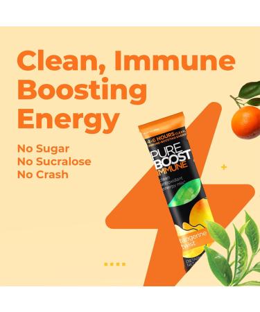 Pureboost Immune Clean Energy Drink Mix with Elderberry & Vitamin C - Tangerine Twist 30 Count - Buy Online on GoSupps.com