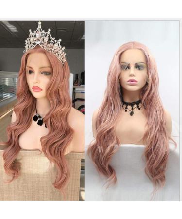 BGHJUE Wig Accessories Women Synthetic Wig Dark Root High Temperature Hair Wig Natural Headline Pink Big Waves