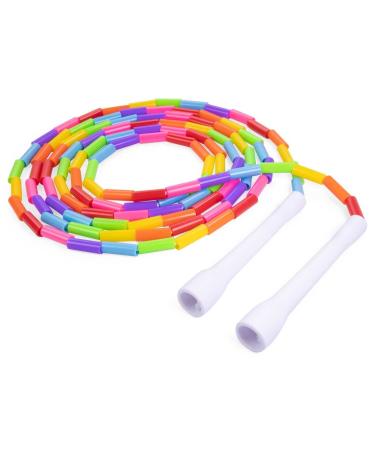 Beaded Kids Exercise Jump Rope - Segmented Skipping Rope for Kids - Durable Shatterproof Outdoor Beads - Light Weight and Easily Adjustable Kids Jump Rope 7ft Rainbow