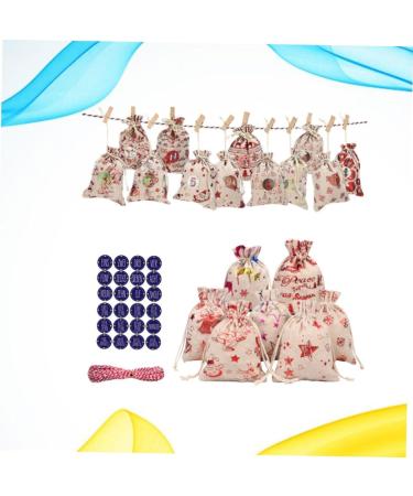 KOMBIUDA 50 Pcs Calendar Chritmas Candy Chrismas Garland Pouch for Christmas Storage Bag Drawstring Size 2 As Shown - Buy Online on GoSupps.com