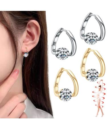 Flysmus Halolux Lymphvity Germanium Earrings 2PCS Flysmus Lymphvity Magnetherapy Germanium Earrings for Weight Loss Lymphatic Drainage Earrings (Gold+Sliver)