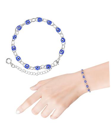 Lurrose 2 pieces of Teufel-Augel-ARMBAND Charm bracelet for women fashionable bracelet pearl bracelet with blue eyes amulet from devil's eye bracelet Turkish copper Miss Gift beach