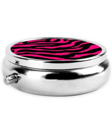 Zebra Tiger Leopard Pink Portable Metal Pill Box - 3-Compartment Travel Case for Small Pills Stylish & Functional - Buy Online on GoSupps.com