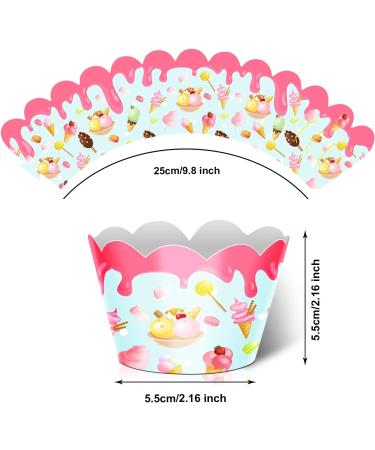 24pcs Dessert Cupcake Wrappers Pick for Ice Cream Hot Summer Hawaii Theme Decor Supplies Baby Shower Girls Boys Happy Birthday Party Decorations - Buy Online on GoSupps.com