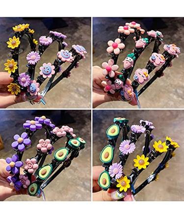 DIY Headband Clips Set - 4 Cute Flower & Cartoon Fruit Hair Clips for Kids | Plait Hair Tools & Accessories - Buy Online on GoSupps.com