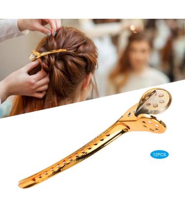 12 Steel Duck Beak Hair Clips Professional Gold Metal Styling Clips for Women & Hairdressers - Buy Online on GoSupps.com