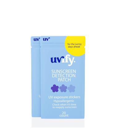 UVIFY UV Stickers for Sunscreen | 40 Count UV Detection Stickers | Know When to re-Apply Sunscreen | UV Stickers Safe for Kids Age 3+ (Pack of 2)