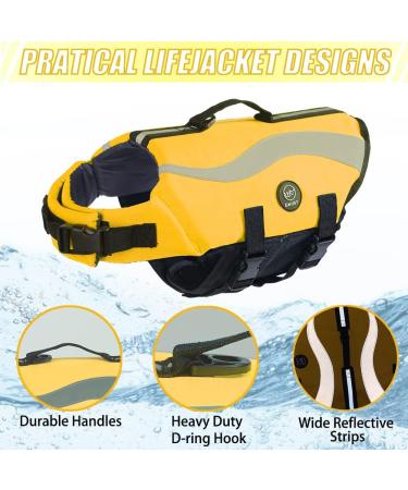 Emust Large Dog Swimming Vest - Ripstop Flotation Suit with Double Rescue Handles - XXL Yellow - Perfect for Pool & Water Adventures - Buy Online on GoSupps.com