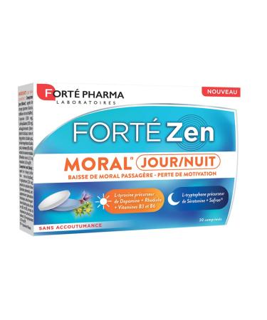 Forté Pharma - Forté Zen Moral Day Night - Moral and Motivation Dietary Supplement, with Dopamine and Serotonin Precursors - L-Tyrosine, Vitamin B6, Rhodiola, Saffron - 30 tablets, 2/day