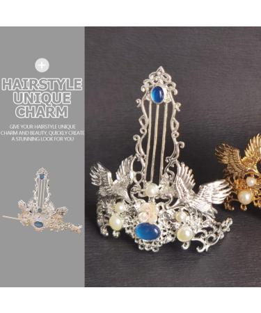 FRCOLOR 1 Set Chinese Hair Coronet Hanfu Headdress Hair Stick Hair Crown Set Traditional Classical Style Hair Pins Hair Jewelry for Women Girls Hair Accessories Silver - Buy Online on GoSupps.com
