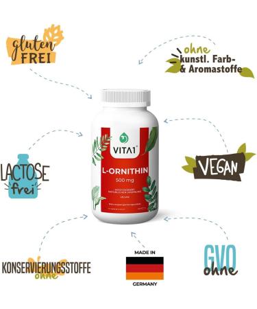 L-Ornithine 500mg 120 Capsules - Boost Recovery & Energy | VITA1 - International Shipping Available - Buy Online on GoSupps.com