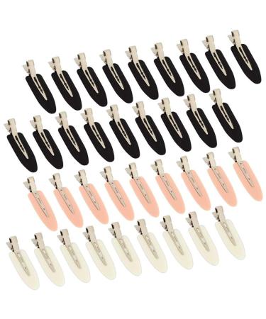 36 Pieces No Bend Hair Clips Pin Curl Clips No Crease Hair Clips Hairstyling Tool Seamless Curl Clips Makeup Clips Women Girls Styling Hairpins for Hairstyle Bangs Finger Waves Makeup Application ( Black White Pink)