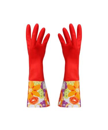 Dishwashing Gloves Long Sleeve Latex Kitchen Wash Dishes Dishwashing Gloves House Cleaning Washing Bowls Gloves Tools Red