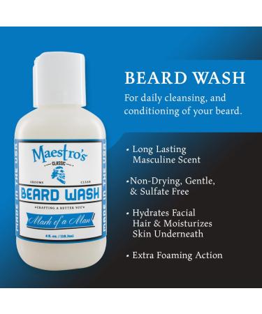 Maestro's Classic Beard Wash | Anti-Itch, Deep Cleaning, Hydrating Cleanser - Mark of a Man Blend - 4oz - Buy Online on GoSupps.com