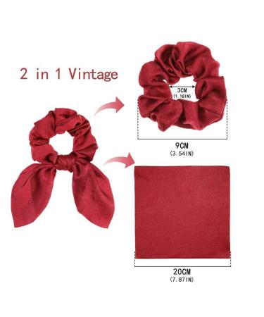 7 Pack Bunny Ear Hair Scrunchies - Chiffon Satin Silk Elastic Hair Bands for Girls & Women - Vintage Hair Accessories in 7 Colors - Buy Online on GoSupps.com