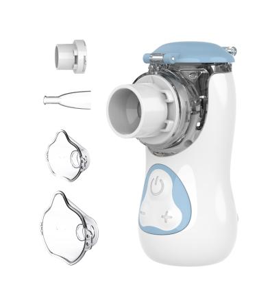 FEELLIFE inhalation device for children & adults - quiet inhalator for babies - portable easy & effective for respiratory diseases - adjustable spray 2 atomizer membranes included (blue)