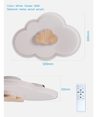 Fanlg LED Ceiling Lamp Clouds - 26W Dimmable Kids Lighting with Remote Control | 3000-6000K | Creative Wood Design for Bedroom & Living Room - Buy Online on GoSupps.com