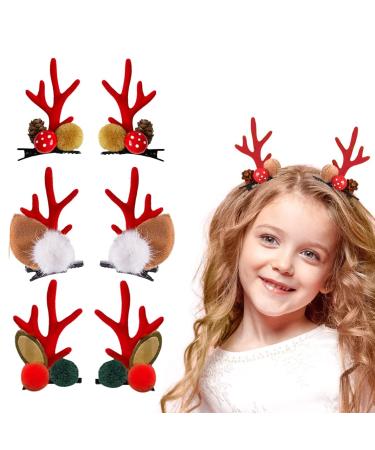 3 Pairs Christmas Reindeer Hair Clip Christmas Hair Accessories for Girls Cutie Festive Hair Clips Hairpins Hair Bow Classic Christmas Element for Christmas Party