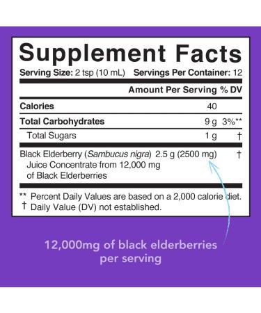 Sports Research Elderberry Sambucus Syrup 12000 mg - 4 fl oz (120 ml) | Immune Support & Antioxidant - Buy Online on GoSupps.com