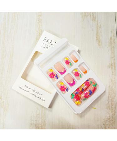 Diduikalor 24Pcs Flower Design Short Square Press on Nails - Cute Acrylic Stick on False Nails for Women - Buy Online on GoSupps.com