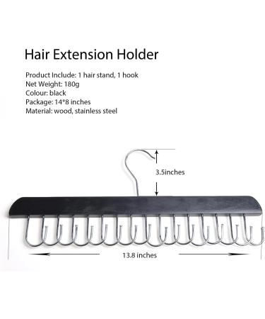 Buyoget Hair Extensions Holder Rack 1PC Black Wood Metal Hair Extension Hanger Holder for Styling Braiding Washing #1 Black - Buy Online on GoSupps.com