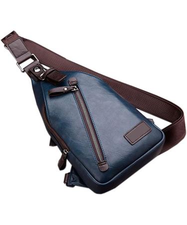Blue Leather Sling Bag Crossbody Backpack for Outdoor Travel - #20 - Buy Online on GoSupps.com