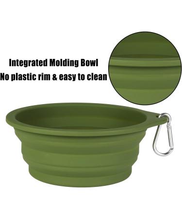 Slson 2-Piece Collapsible Travel Bowl for Dogs & Cats | Portable Silicone & Plastic Food Bowl for Camping - 600ml Green - Buy Online on GoSupps.com