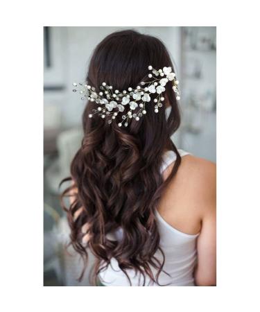 Hair Flare Small White Rose flowers with White stone and Pearls Bridal Hair Pin/Hair Accessories for Women and Girls- 2395