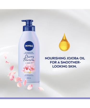 NIVEA Oil Infused Cherry Blossom & Jojoba Oil Body Lotion 24-Hour Moisture Scented Lotion All Skin Types Fast Absorbing Non Greasy Daily Body Moisturizer Dermatologically Tested Skin Care 500mL - Buy Online on GoSupps.com