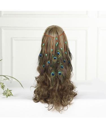 Minkissy Peacock Spring Headband | Bohemian Hippie Gypsy Vintage Feather Hair Band for Women & Girls | Perfect for Carnival & Festival - Buy Online on GoSupps.com