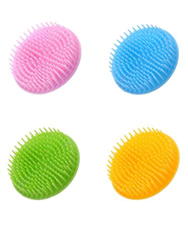 Frcolor 4 pieces massage comb Ermente facilitation slack silicone scrubber silicone shampoo laundry cleaning brush scalp massager head massage device clean shampoo brush headbrush
