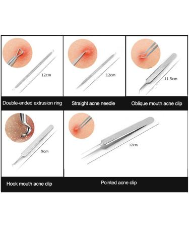 Dreneco 5Pcs Blackhead Remover Pimple Comedone Extractor Tool Acne Removal Kit Treatment for Blemish Whitehead Popping Zit Removing for Nose Face Skin with Metal Box - Buy Online on GoSupps.com