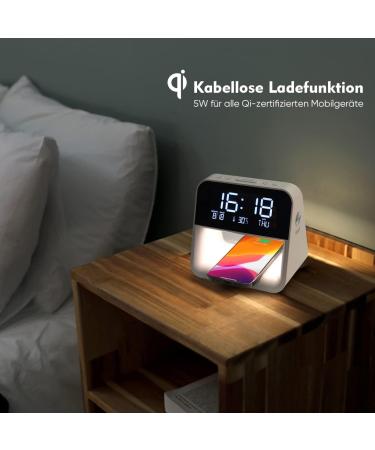 Buy Wilit LED Bedside Lamp - Touch Dimmable Alarm Clock & Night Light with Charging Function | 3 Brightness Levels & Thermometer for Kids & Adults - Buy Online on GoSupps.com