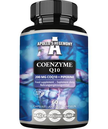 Apollo's Hegemony Coenzyme Q10 200mg - 60 Vegan Capsules - 2 Months Supply - Supplement for Enhanced Energy Levels and Antioxidant Protection