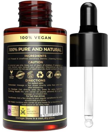 USDA Organic Evening Primrose Oil - 100% Pure & Natural Skin Moisturizer - Ideal Carrier Oil for Essential Oils - Perfect for Face & Body Care - Buy Online on GoSupps.com