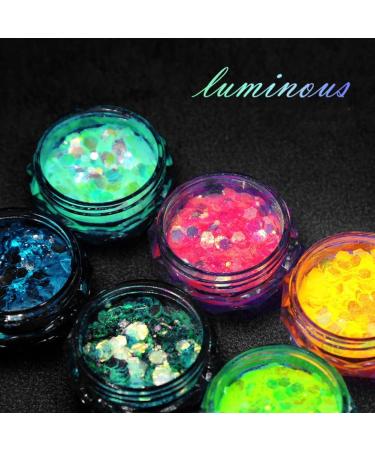 18 Colors Glow in The Dark Glitter Gel for Face, Body, Eye, Lip, Nail & Hair | UV Holographic, Self-Adhesive Luminous Glitter | Halloween & Christmas Party Makeup - Buy Online on GoSupps.com