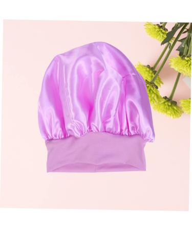 Silk Curly Hair Sleep Cap for Women - Purple | Elastic Night Bonnet Hat - Buy Online on GoSupps.com