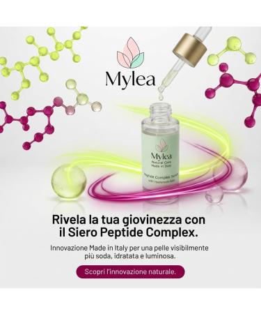  Mylea Natual Care Peptide Complex Serum Made in Italy with Hyaluronic Acid Tetrapeptide-21 Lactobionic Acid Anti-Aging Moisturizing Firming for Face Neck and Neckline - Buy Online on GoSupps.com