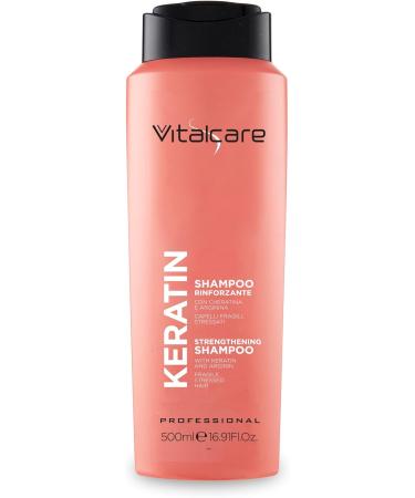 Vitalcare | Keratin Fortifying Shampoo gently cleanses brittle and stressed hair with keratin and arginine 4 x 500 ml - Buy Online on GoSupps.com