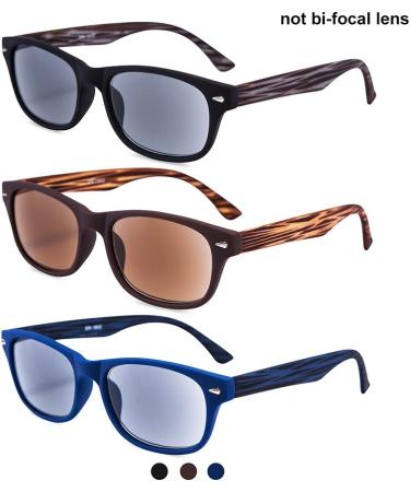 EYEGUARD 3 Pack Unisex Classic Style Sunglasses Readers 2.75 - Outdoor Reading Glasses for Men and Women - Sun Lens - 3 Color Mix - Buy Online on GoSupps.com