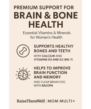Raise Them Well Mom Multi+ Daily Multivitamin for Women with Active Folate Adaptogens & Bacopa Energy Stress & Cognitive Support 120 Veggie Capsules - Buy Online on GoSupps.com