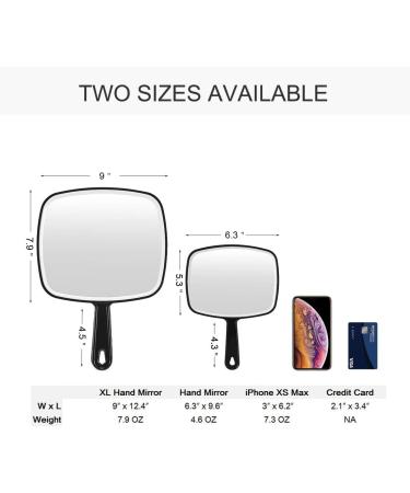 OMIRO Extra Large Black Handheld Mirror 23cm x 32cm - X-Large Size - Pack of 1 - Buy Online on GoSupps.com