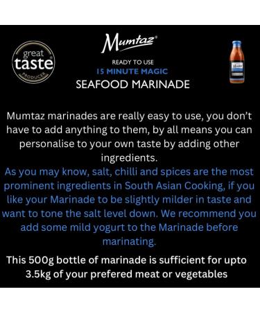 Mumtaz SEAFOOD Marinade Sauce 500g 15 Minute Magic Marinade Medium Spiced BBQ-Grill-Roast-Stir or Air fry All Natural Ingredients Gluten Free Vegan Friendly. - Buy Online on GoSupps.com