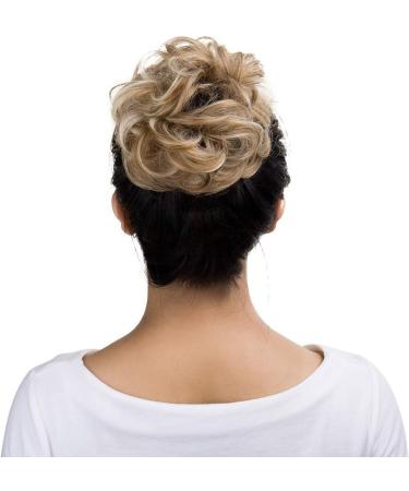 Light Brown & Bleach Blond Scrunchy Hair Bun Updo Ponytail 25g - Curly Messy Donut Chignons - Buy Online on GoSupps.com